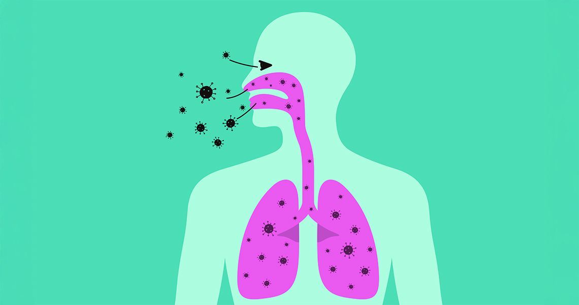 illustration of a person breathing in allergens